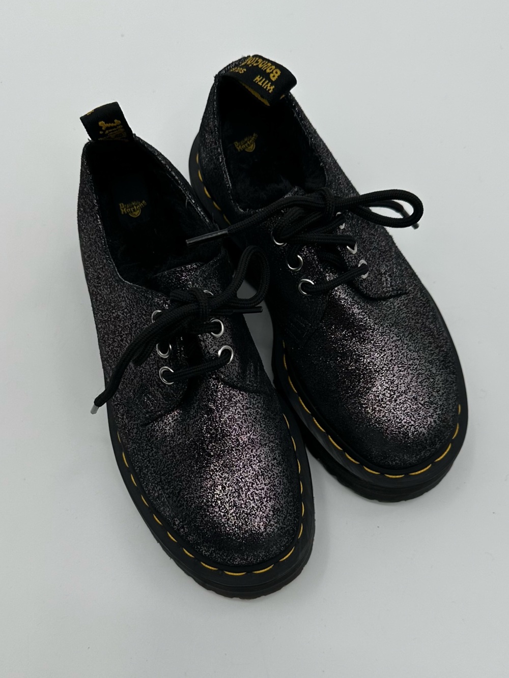 Dr.Martens Black Metallic Glitter platform shoes size 5